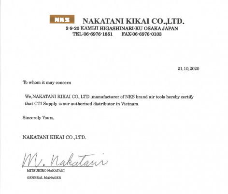 DISTRIBUTOR 17 NKS Cert