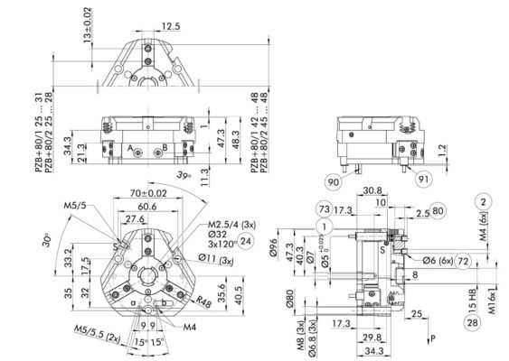 Schunk Universal Gripper: PZB-plus 80-1 (305160) 2 Thông số kỹ thuật Universal gripper 305160