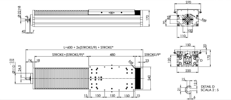 Thanh dẫn hướng vít TVS 220 2 TSV 220