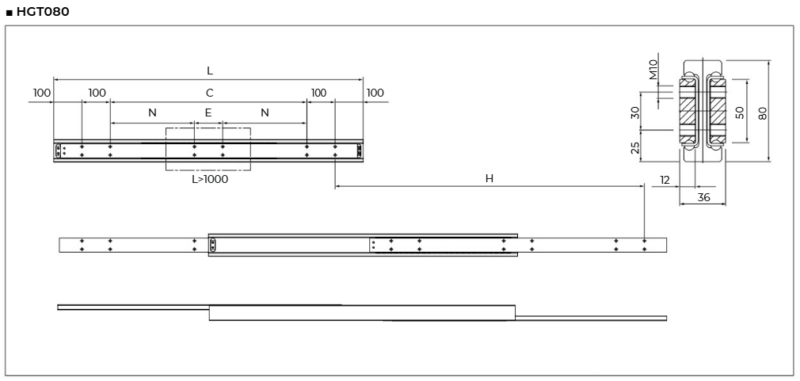 Ray trượt ROLLON HGT0801600