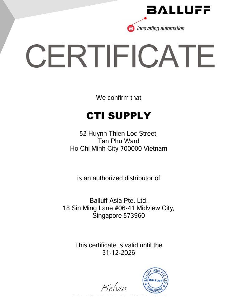 Chứng nhận đại lý Balluff Việt Nam 2026