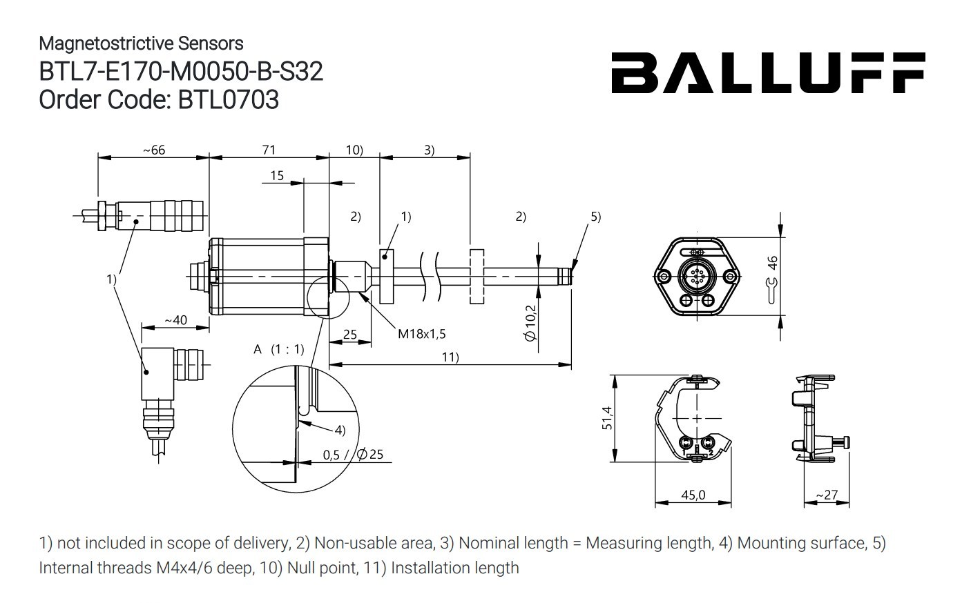 Cảm biến vị trí BTL0703 BTL7-E170-M0050-B-S32